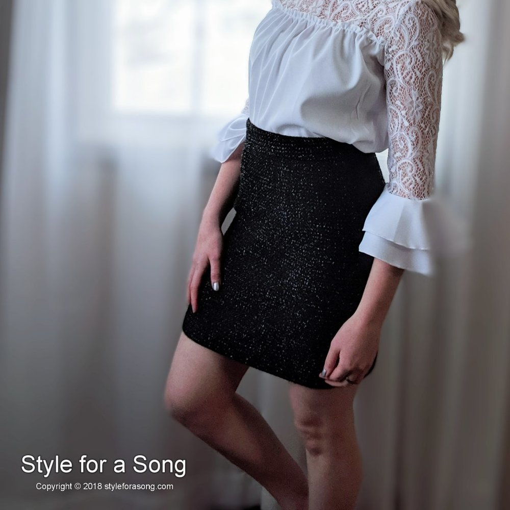 BB Dakota Black Silver Sparkle Wool Blend Skirt 2
